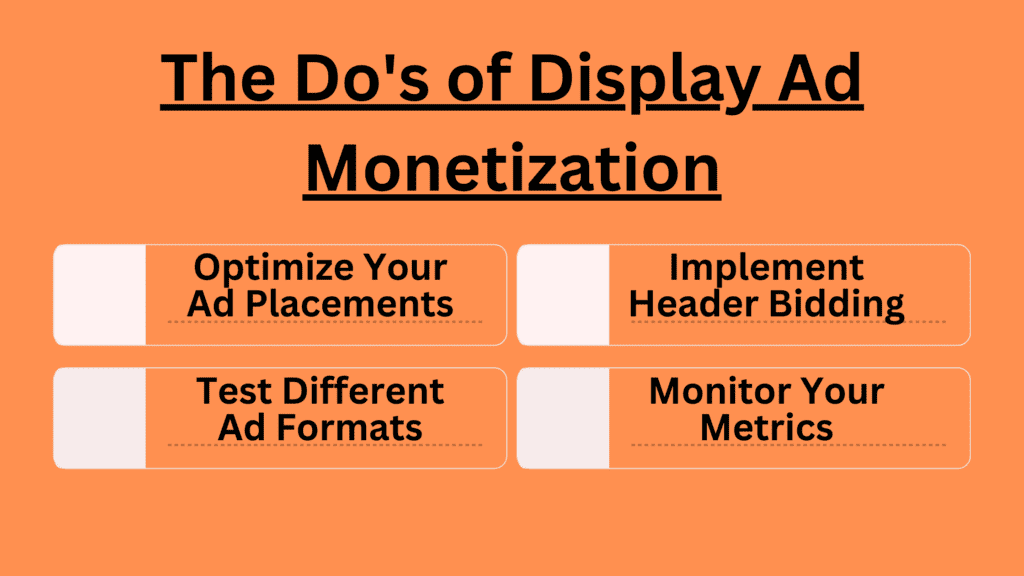 Infographic for The Do's of Display ad monetization