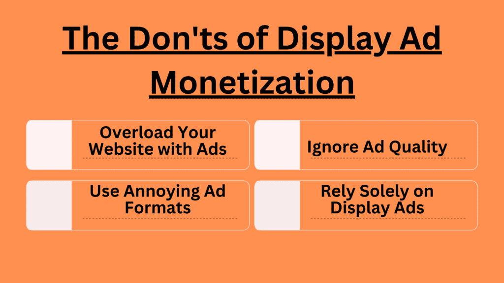 Infographic for The Don'ts of Display ad monetization